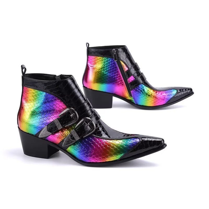 Herrenstiefel Luxuriöse Exotica-statement-stiefel Aus Echtem Leder - Mehrfarbig