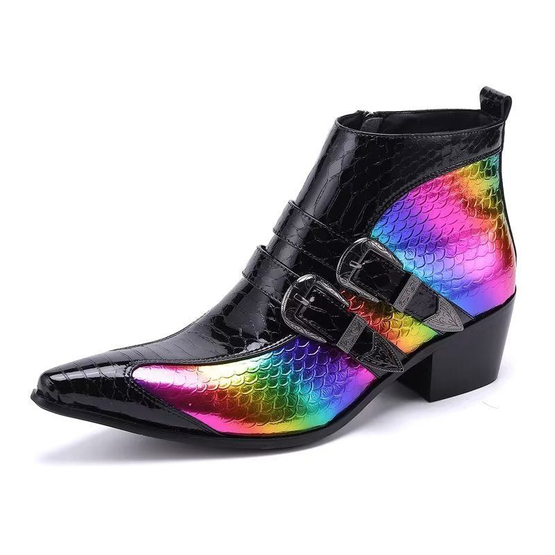 Herrenstiefel Luxuriöse Exotica-statement-stiefel Aus Echtem Leder - Mehrfarbig