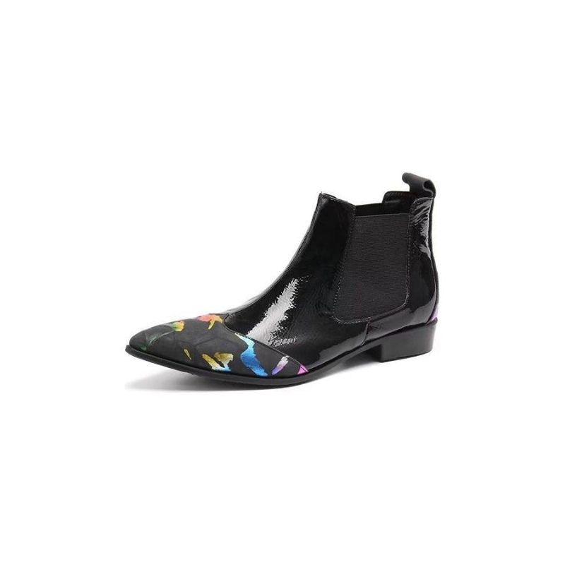 Herrenstiefel Luxuriöse Slip-on-chelsea-stiefel Aus Exotischem Leder - Schwarz