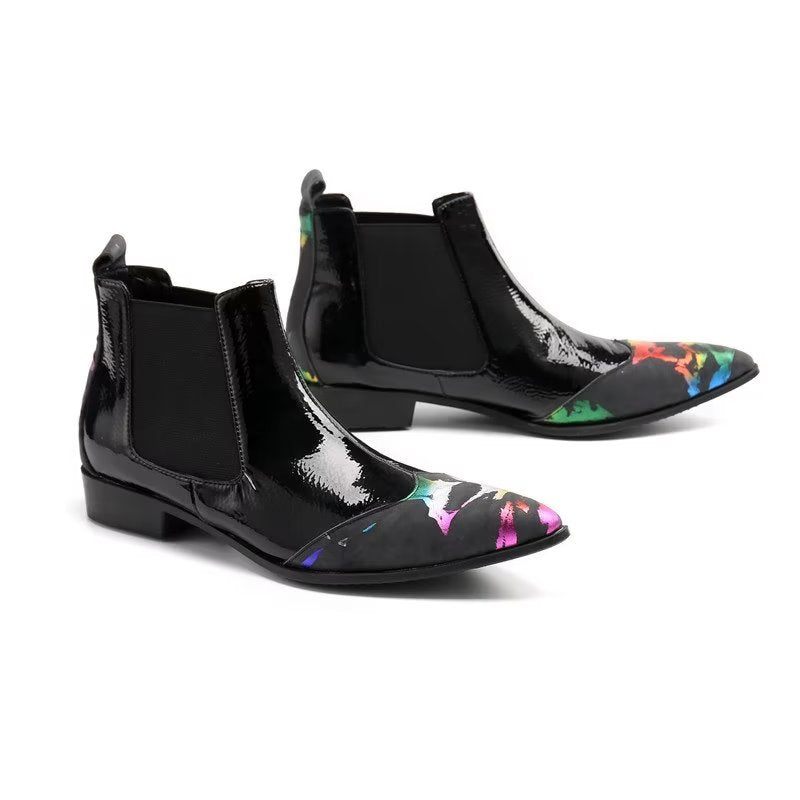 Herrenstiefel Luxuriöse Slip-on-chelsea-stiefel Aus Exotischem Leder - Schwarz