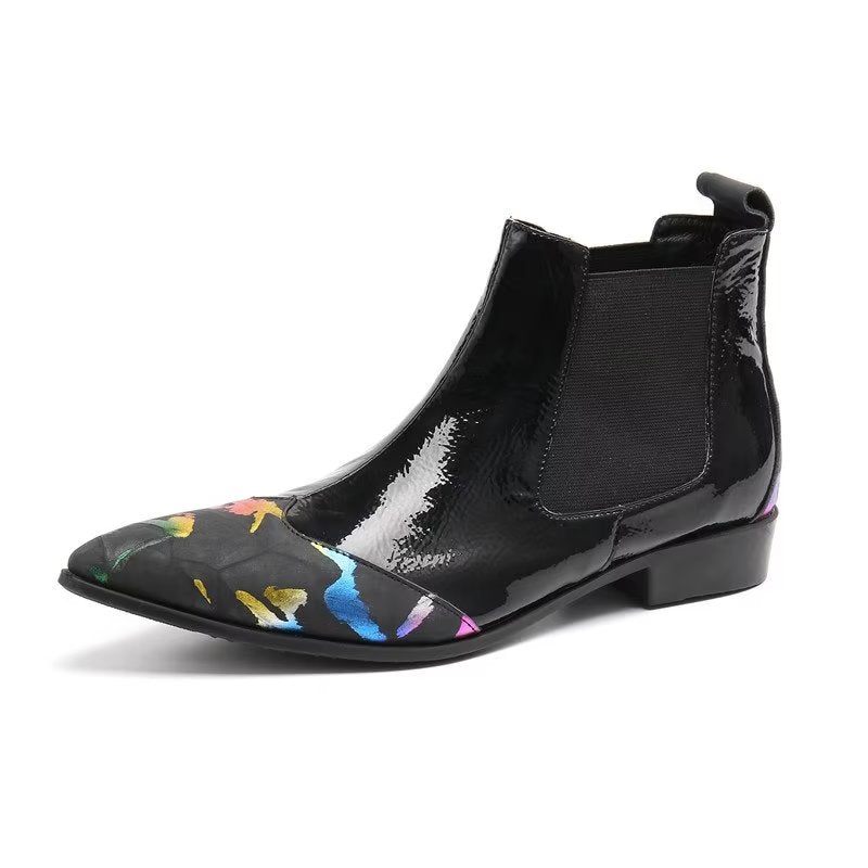 Herrenstiefel Luxuriöse Slip-on-chelsea-stiefel Aus Exotischem Leder - Schwarz