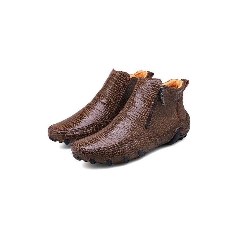 Herrenstiefel Luxuriöse Slip-on-stiefeletten Aus Britischem Alligatorleder - Kaffee 2