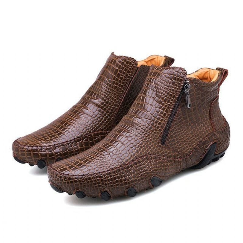 Herrenstiefel Luxuriöse Slip-on-stiefeletten Aus Britischem Alligatorleder - Kaffee 2