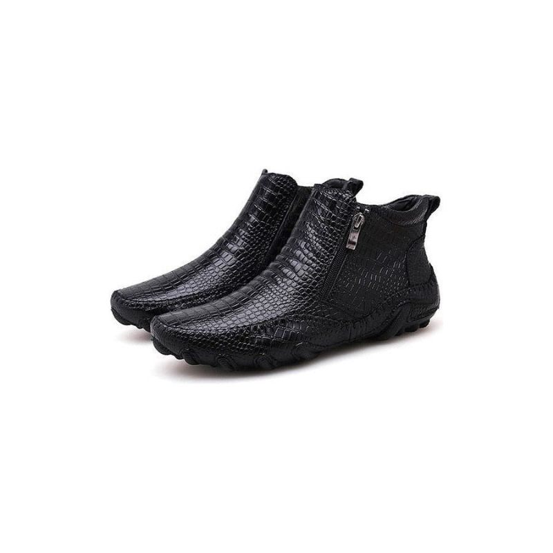 Herrenstiefel Luxuriöse Slip-on-stiefeletten Aus Britischem Alligatorleder - Schwarz