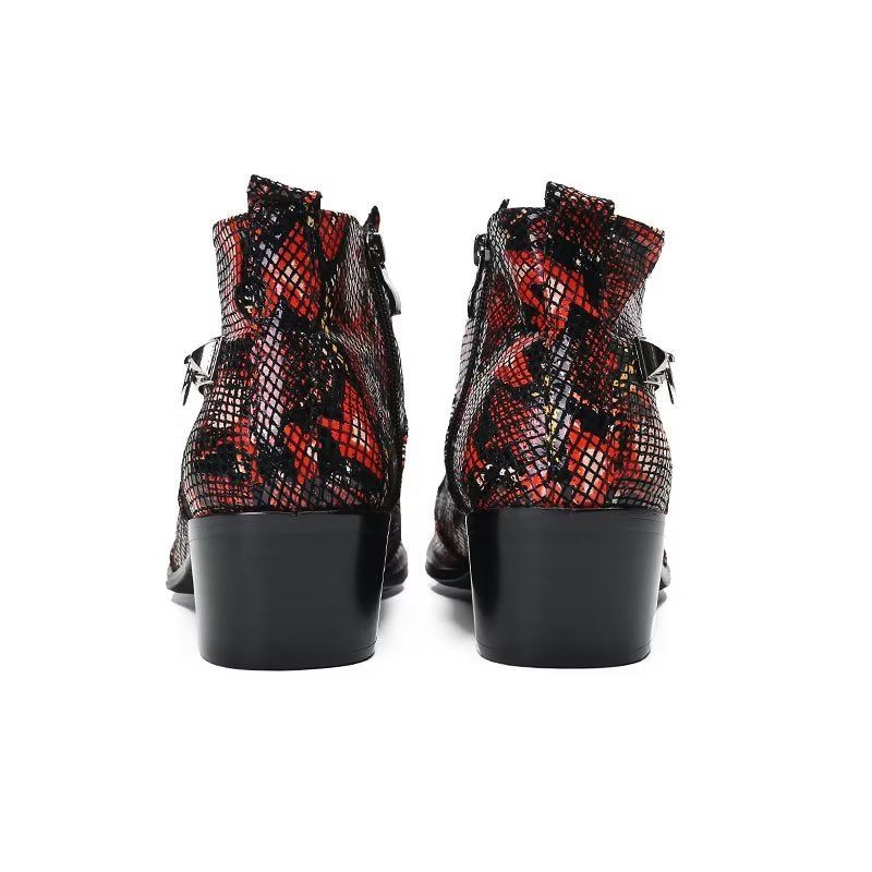 Herrenstiefel Luxuriöse Statement-kleiderstiefel Aus Exotischem Leder - Rot