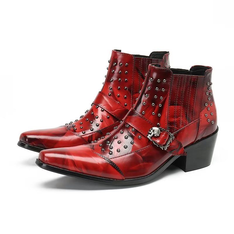 Herrenstiefel Luxuriöse Stiefeletten Aus Exotica-leder - Rot