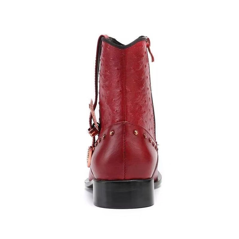 Herrenstiefel Luxuriöse Stiefeletten Aus Exotischem Leder - Rot