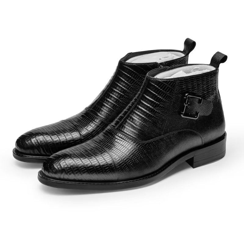 Herrenstiefel Luxus-kleiderstiefel Aus Exotischem Leder - Schwarz