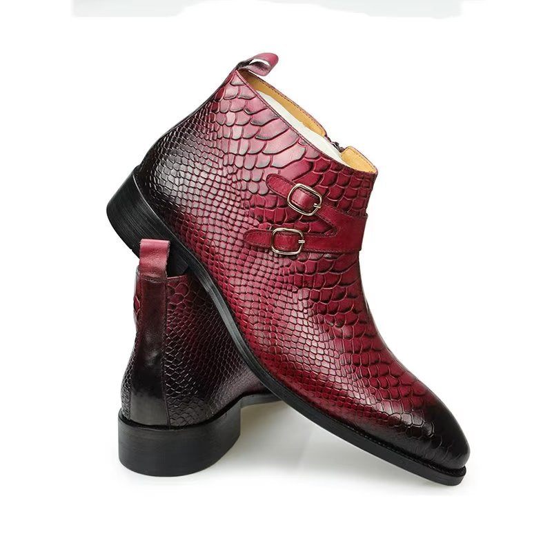 Herrenstiefel Luxus-serpent-reißverschluss-knöchel-business-kleiderschuhe - Rot