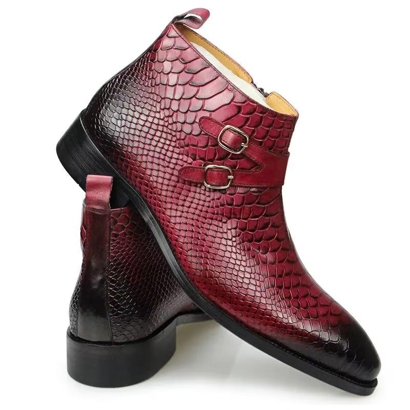 Herrenstiefel Luxus-serpent-reißverschluss-knöchel-business-kleiderschuhe - Rot