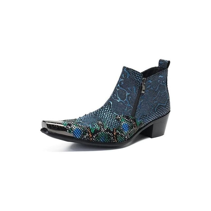 Herrenstiefel Mit Exotischem Charme Auffällige Abendstiefel Aus Echtem Leder - Blau