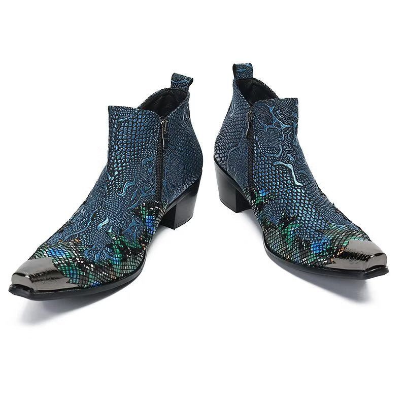 Herrenstiefel Mit Exotischem Charme Auffällige Abendstiefel Aus Echtem Leder - Blau