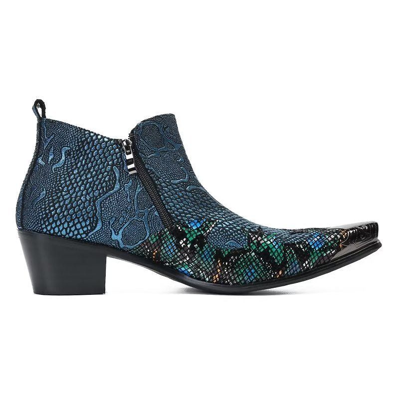 Herrenstiefel Mit Exotischem Charme Auffällige Abendstiefel Aus Echtem Leder - Blau