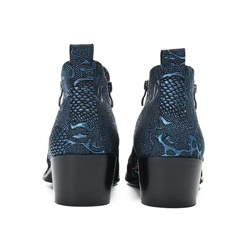 Herrenstiefel Mit Exotischem Charme Auffällige Abendstiefel Aus Echtem Leder - Blau