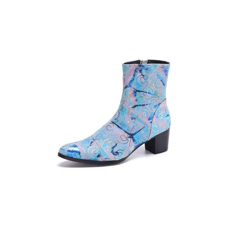 Herrenstiefel Mit Exotischem Muster Und Echtem Leder - Blau