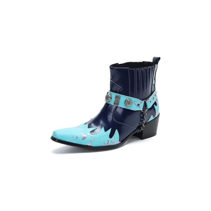 Herrenstiefel Mit Exotischer Prägung Und Schickem Anzug - Blau