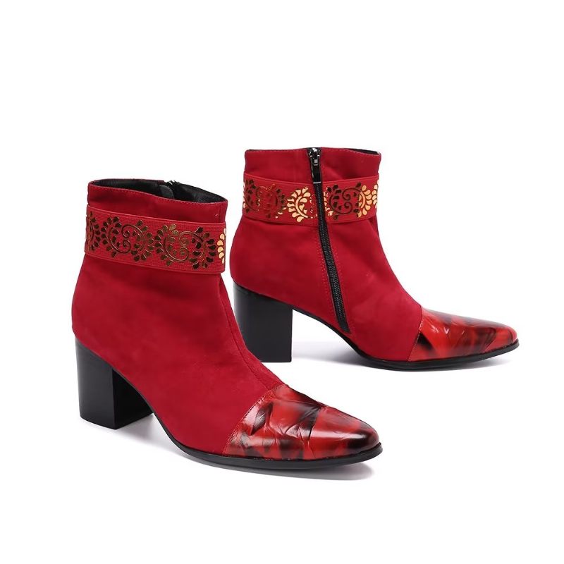 Herrenstiefel Mit Exotischer Textur - Rot