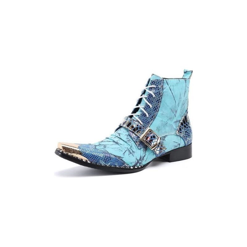 Herrenstiefel Mit Exotischer Textur Hohe Stiefel - Blau