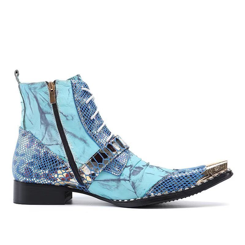 Herrenstiefel Mit Exotischer Textur Hohe Stiefel - Blau