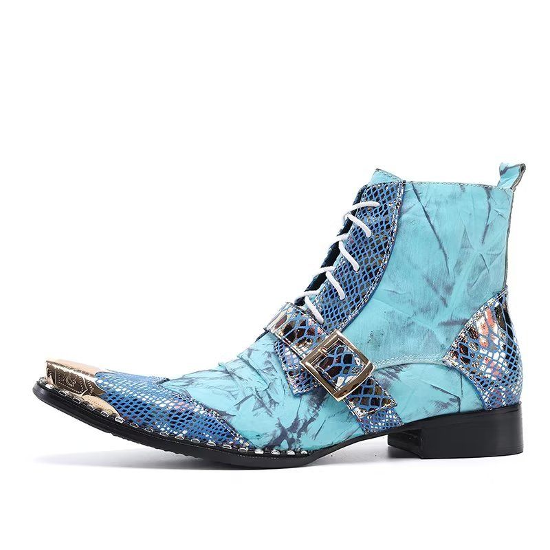 Herrenstiefel Mit Exotischer Textur Hohe Stiefel - Blau