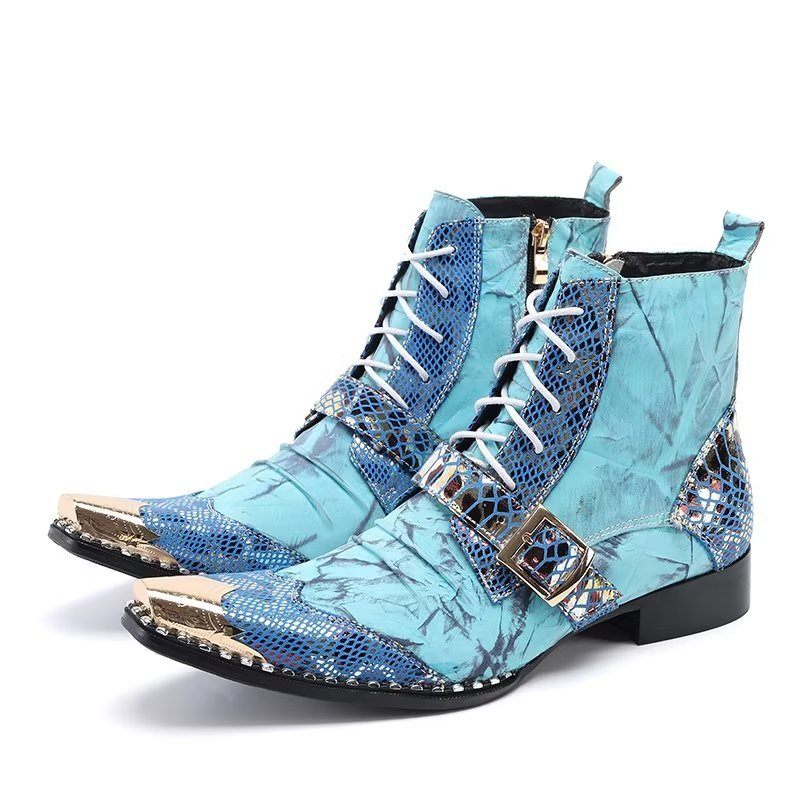 Herrenstiefel Mit Exotischer Textur Hohe Stiefel - Blau