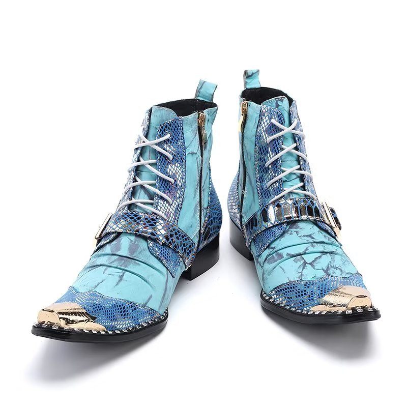 Herrenstiefel Mit Exotischer Textur Hohe Stiefel - Blau