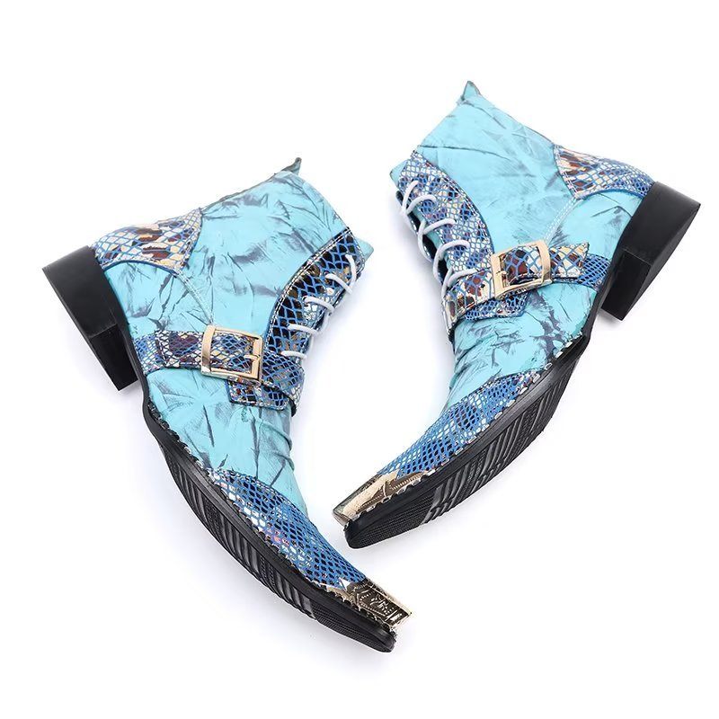 Herrenstiefel Mit Exotischer Textur Hohe Stiefel - Blau