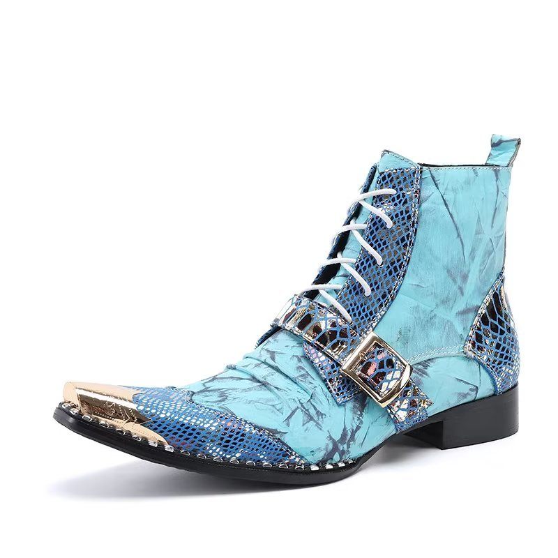 Herrenstiefel Mit Exotischer Textur Hohe Stiefel - Blau