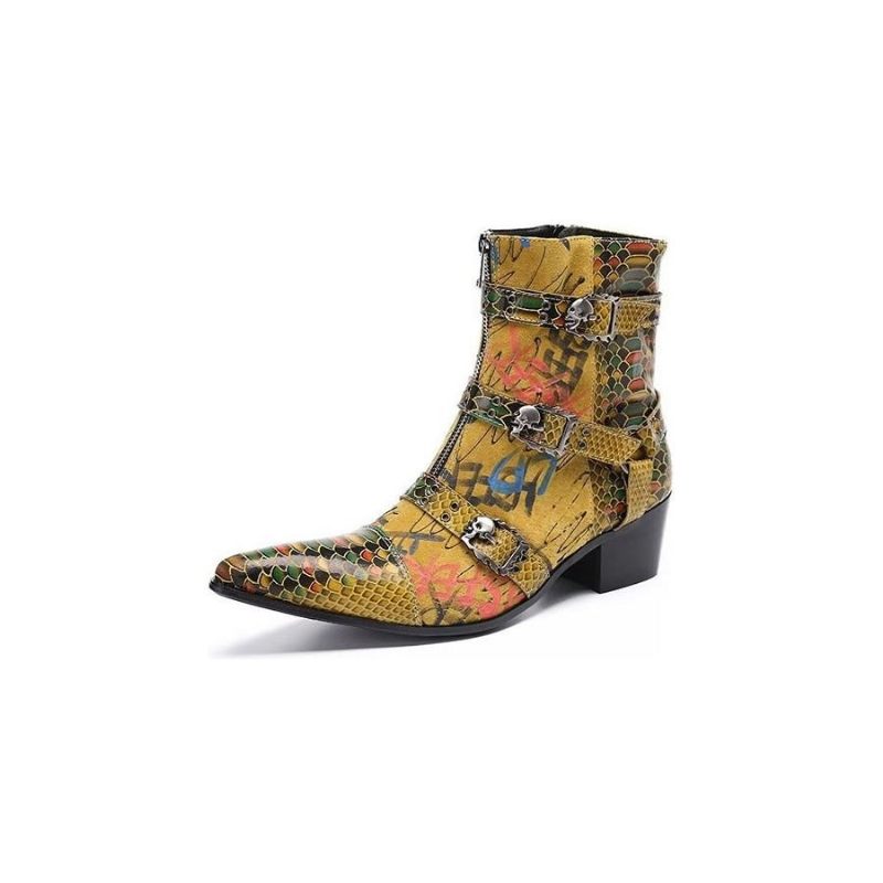 Herrenstiefel Mit Muster Aus Leder - Gold