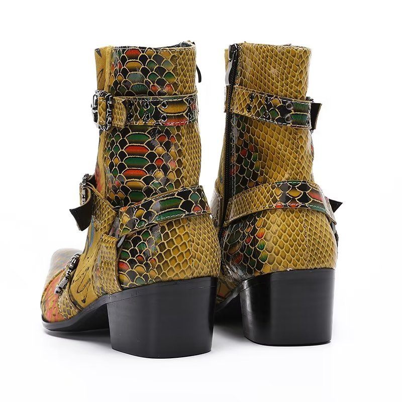 Herrenstiefel Mit Muster Aus Leder - Gold