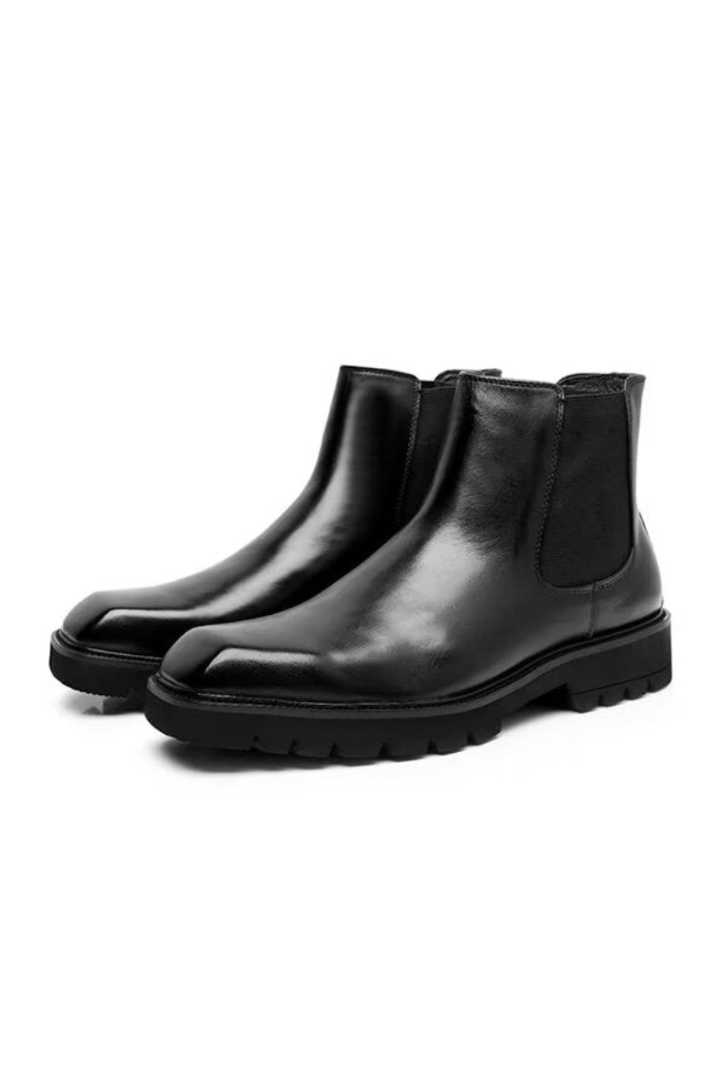 Herrenstiefel Moderne Gentleman-stiefeletten Mit Eckiger Zehenpartie