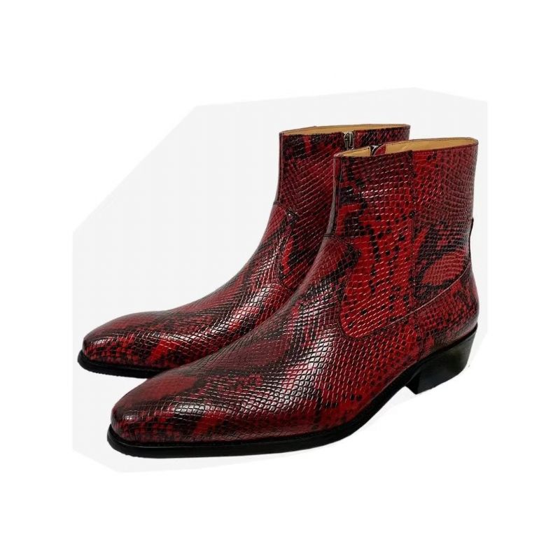 Herrenstiefel Opulente Freizeitstiefel Aus Rindsleder Mit Reißverschluss - Burgund