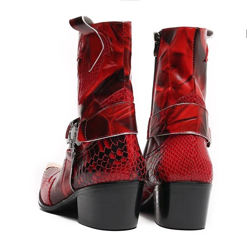 Herrenstiefel Opulente Power-stiefel Aus Krokodilleder - Rot