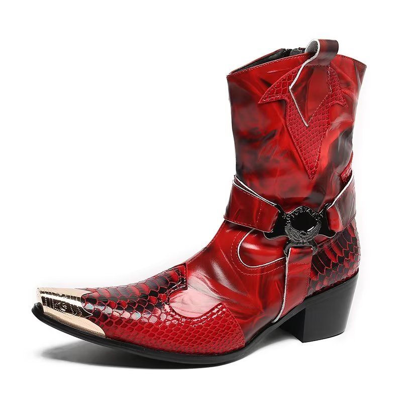 Herrenstiefel Opulente Power-stiefel Aus Krokodilleder - Rot