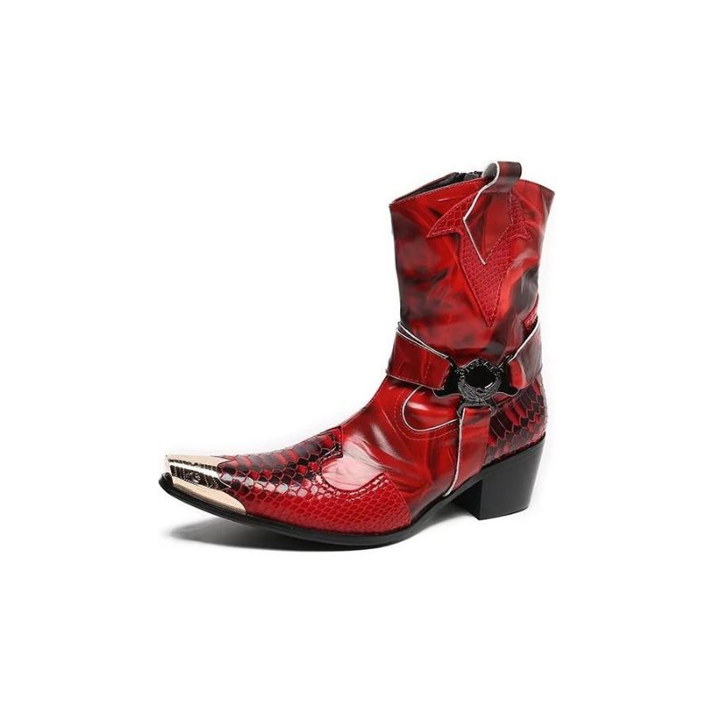 Herrenstiefel Opulente Power-stiefel Aus Krokodilleder - Rot