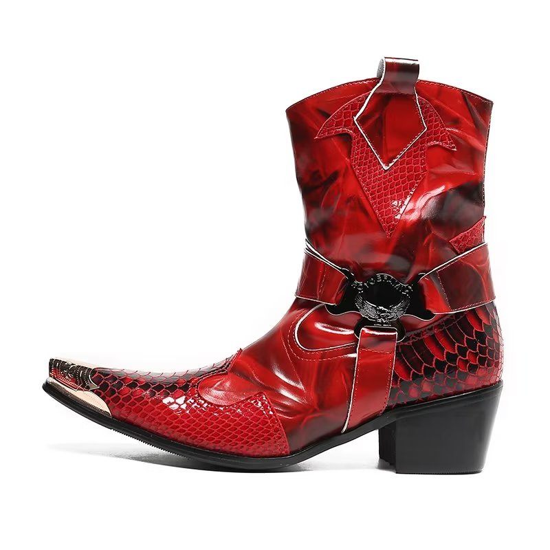 Herrenstiefel Opulente Power-stiefel Aus Krokodilleder - Rot