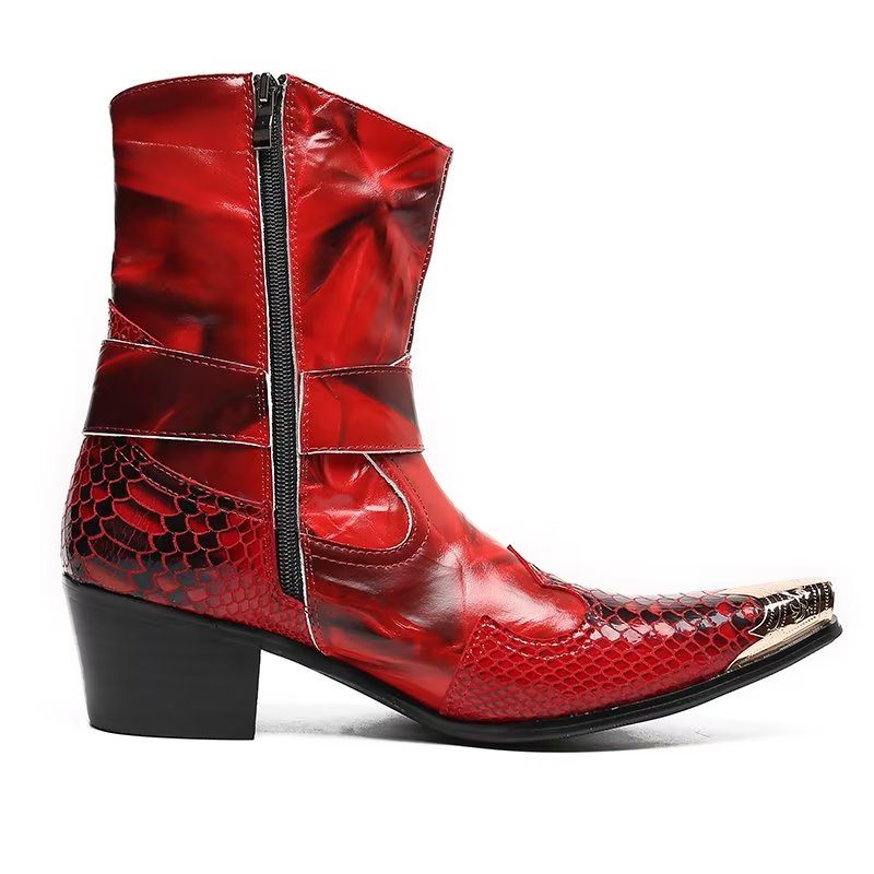 Herrenstiefel Opulente Power-stiefel Aus Krokodilleder - Rot