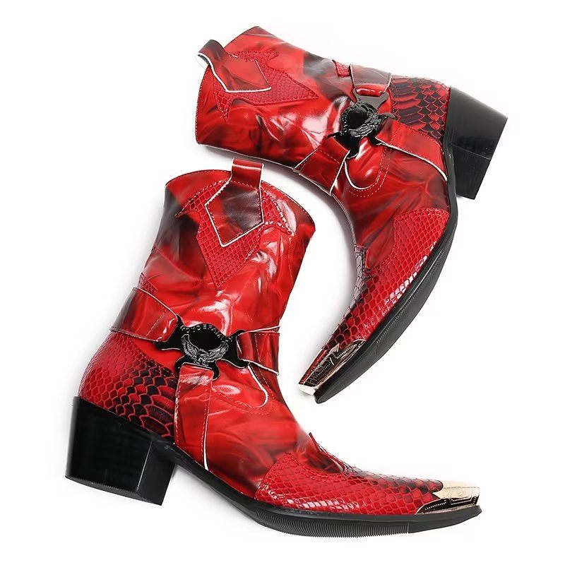 Herrenstiefel Opulente Power-stiefel Aus Krokodilleder - Rot