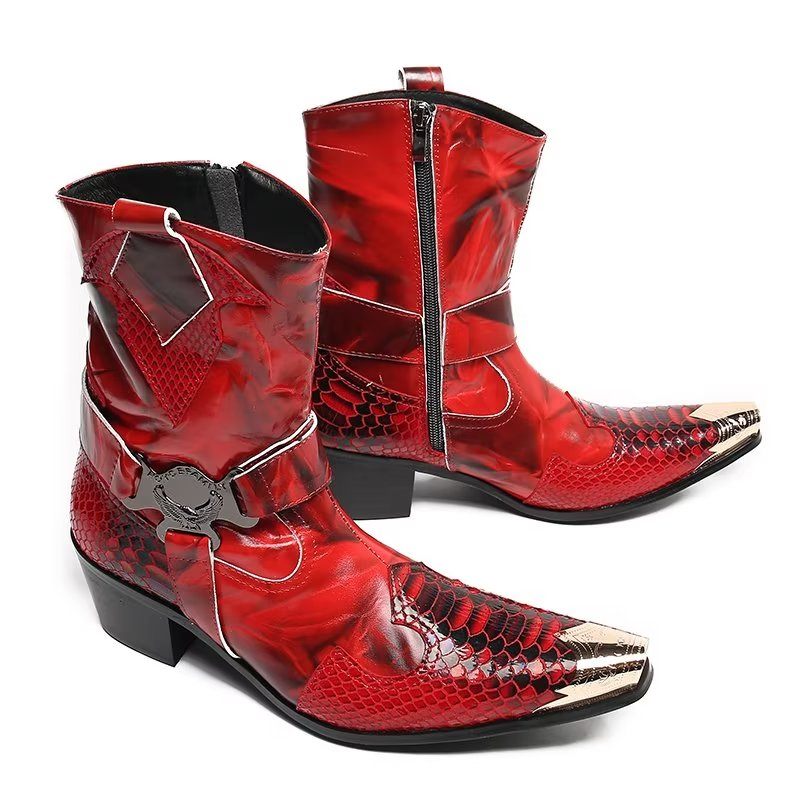 Herrenstiefel Opulente Power-stiefel Aus Krokodilleder - Rot