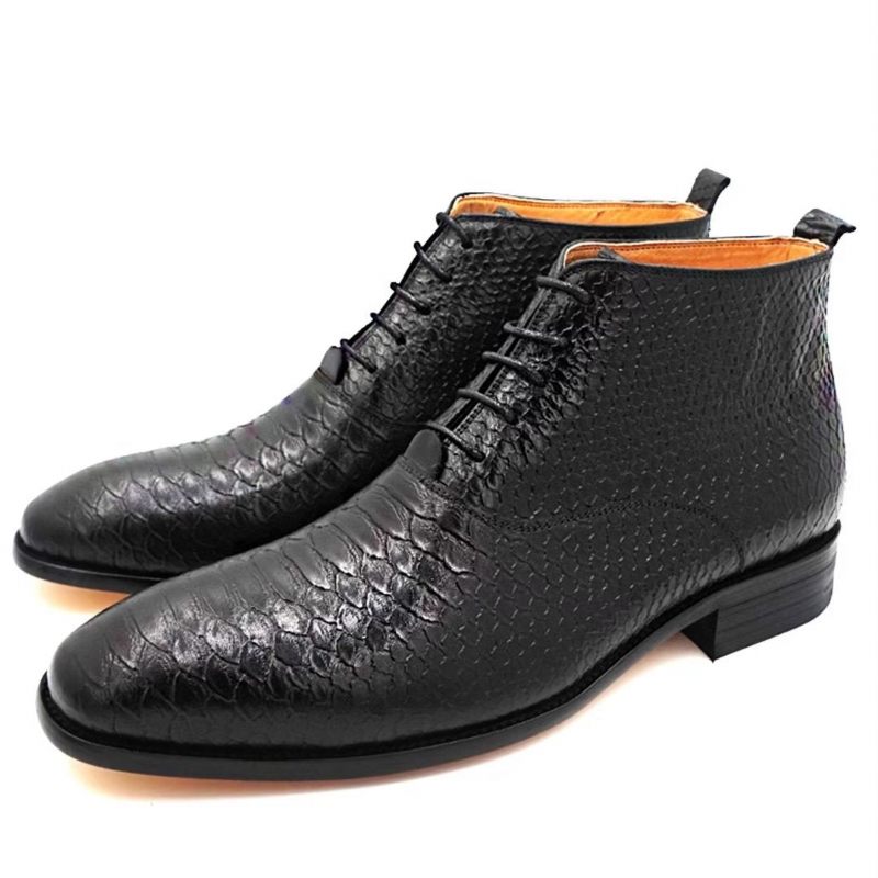 Herrenstiefel Opulente Slip-on-stiefeletten Aus Echtem Leder - Schwarz