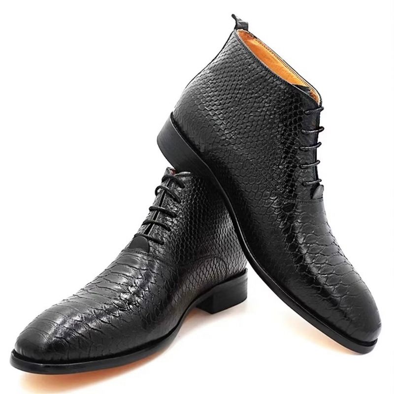 Herrenstiefel Opulente Slip-on-stiefeletten Aus Echtem Leder - Schwarz