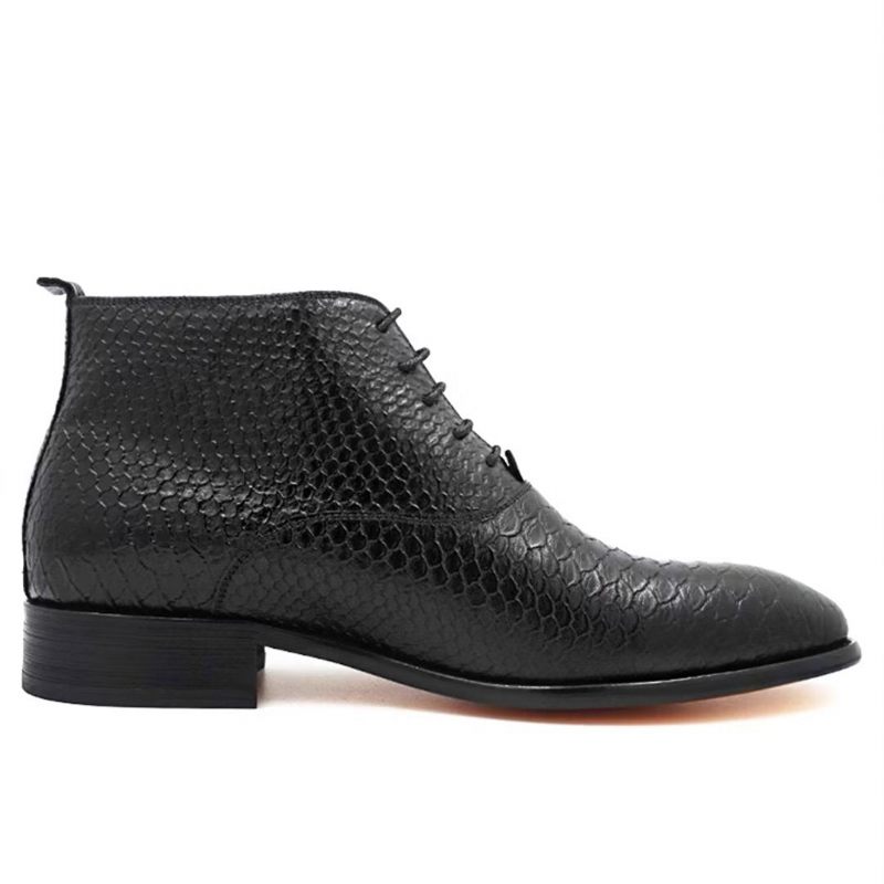 Herrenstiefel Opulente Slip-on-stiefeletten Aus Echtem Leder - Schwarz