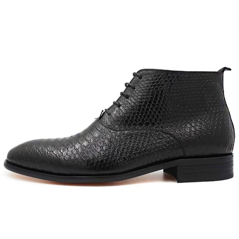 Herrenstiefel Opulente Slip-on-stiefeletten Aus Echtem Leder - Schwarz