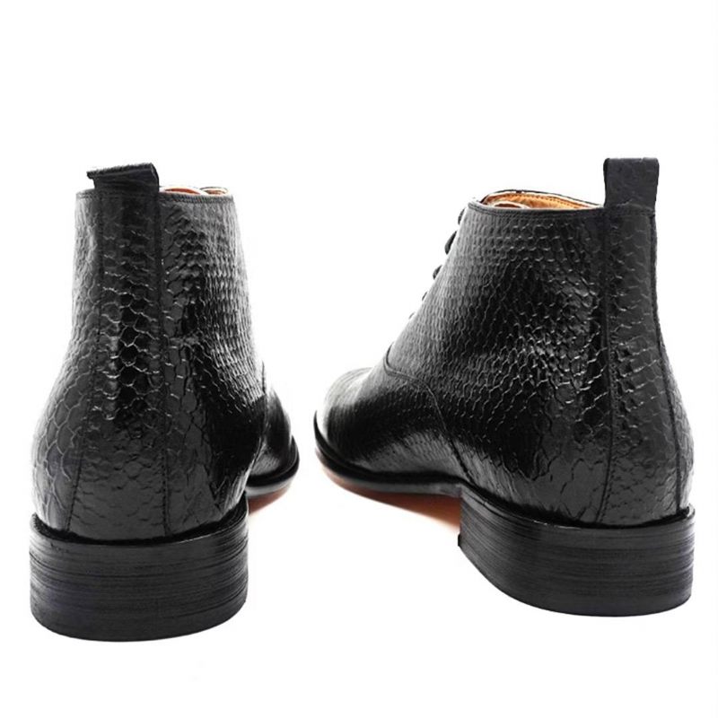 Herrenstiefel Opulente Slip-on-stiefeletten Aus Echtem Leder - Schwarz