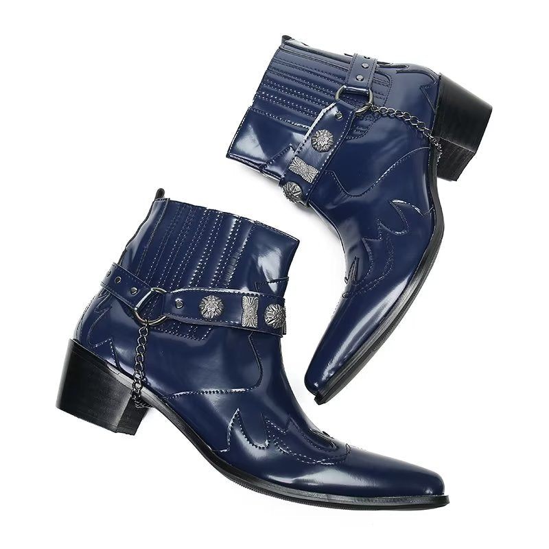 Herrenstiefel Raffinierte Eleganz Aus Leder - Blau