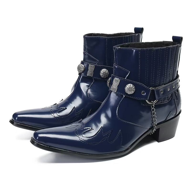 Herrenstiefel Raffinierte Eleganz Aus Leder - Blau