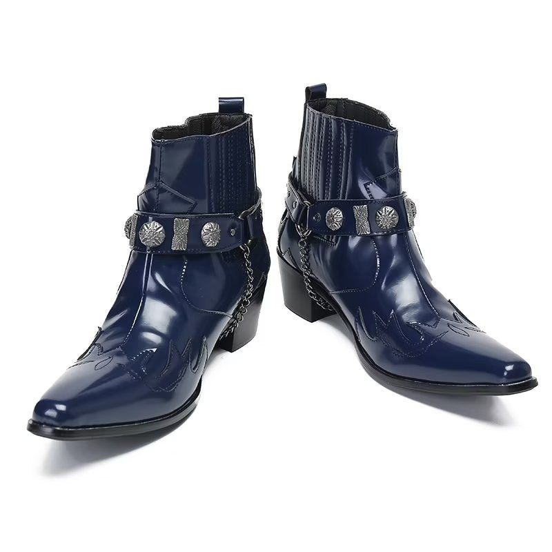 Herrenstiefel Raffinierte Eleganz Aus Leder - Blau