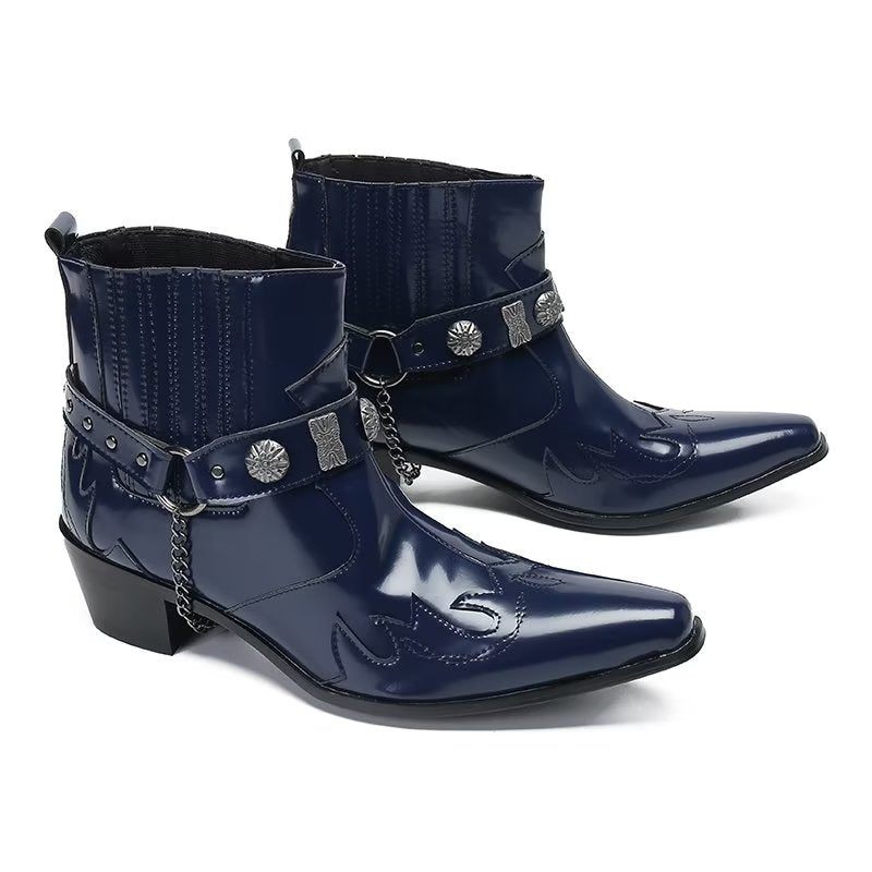 Herrenstiefel Raffinierte Eleganz Aus Leder - Blau