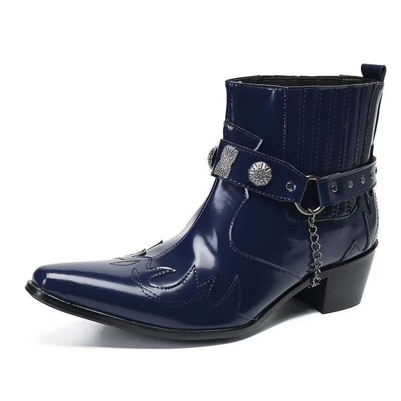 Herrenstiefel Raffinierte Eleganz Aus Leder - Blau