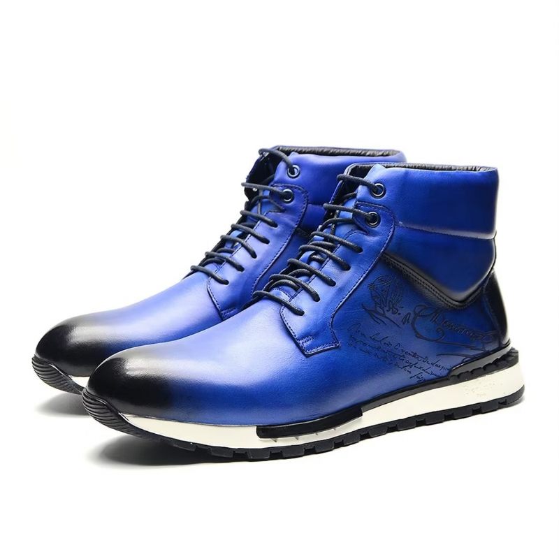 Herrenstiefel Robuster Lederstiefel - Blau